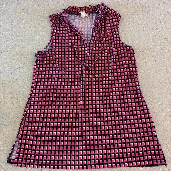 Michael Kors Tops - Michael Kors Blouse Women's Coral/Black Sleeveless Tank Top Shirt Medium Career